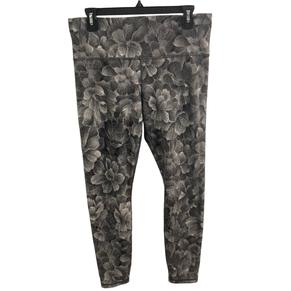 Athleta Elation Textured Tight Charcoal Floral Leggings Size L - Picture 2 of 12
